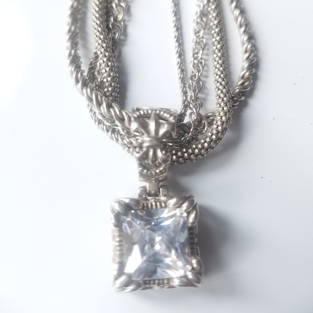 SILPADA N1719 Multi Chain Popcorn Necklace Uptown Pendant S0979 Cubic Zircon